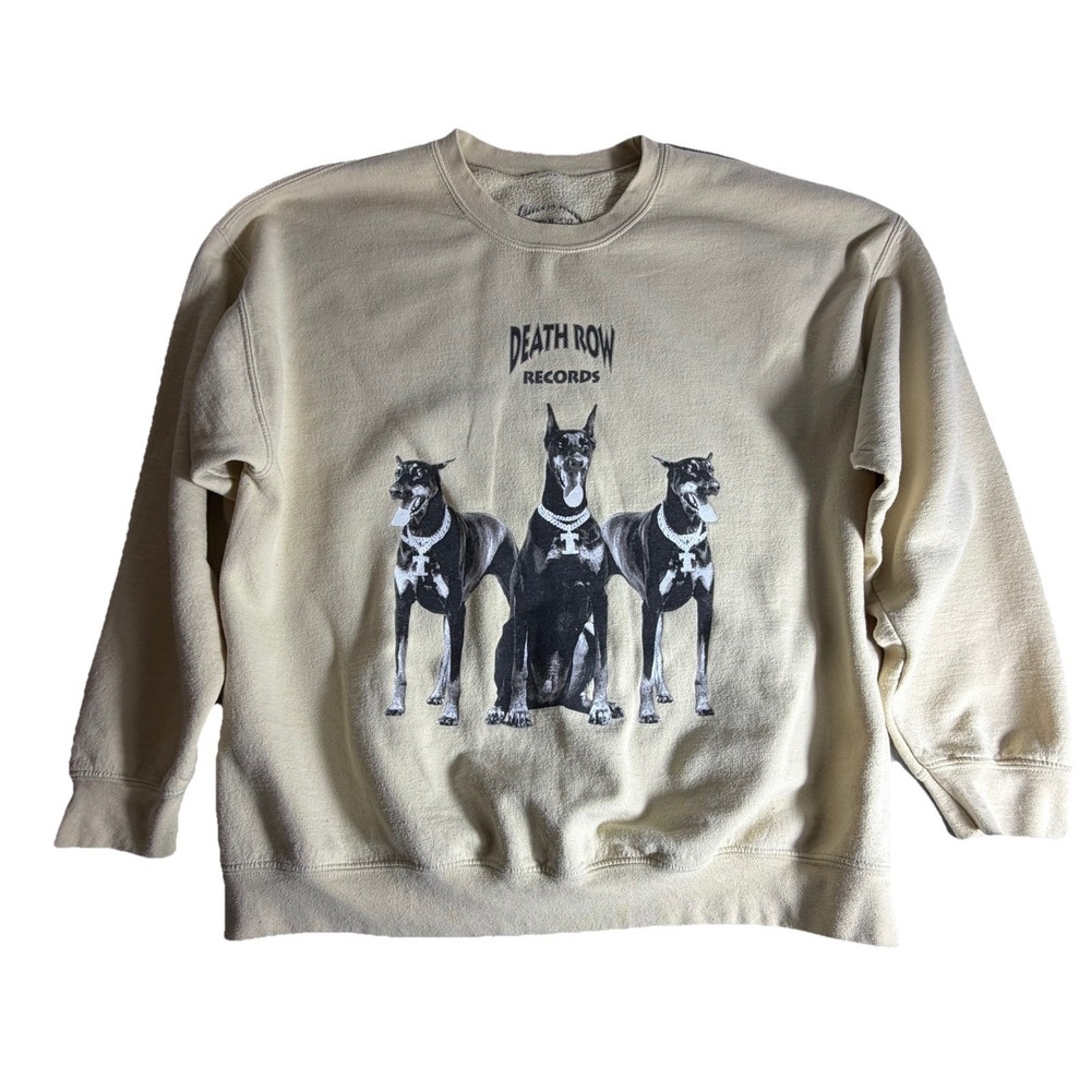 Death Row Records Sweatshirt Mens XL Cross Colours Doberman Hip Hop Rap Crewneck